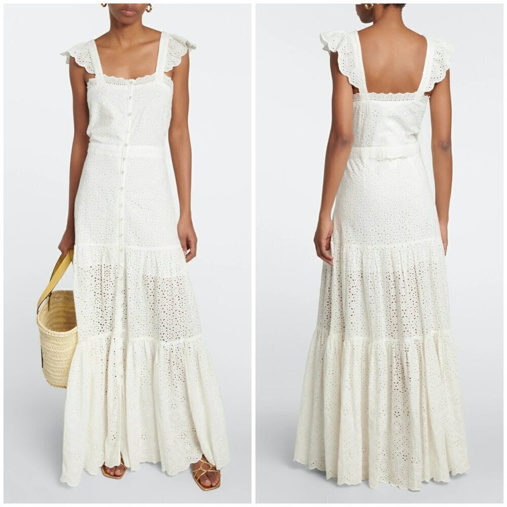💕VERONICA BEARD💕 Aislin Broderie Anglaise Eyelet Cotton Maxi Dress White 6 NWT - Picture 5 of 16